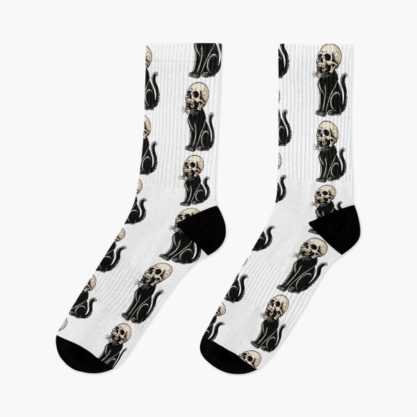 Item preview, Black Cat wearing Human Skull designed and sold by Rabbit Wurx.