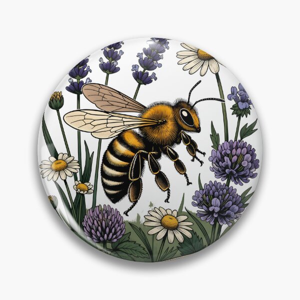 Item preview, Vintage Style World Bee Day Illustration with Honeybee and Wildflowers designed and sold by RoseVathRam.