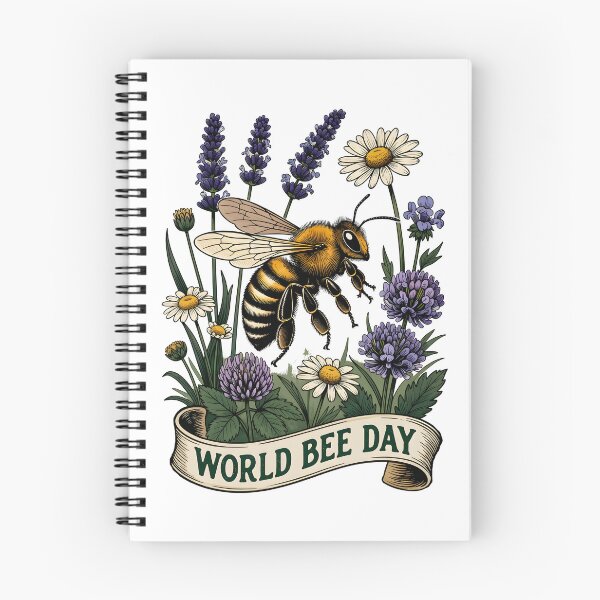 Item preview, Vintage Style World Bee Day Illustration with Honeybee and Wildflowers designed and sold by RoseVathRam.