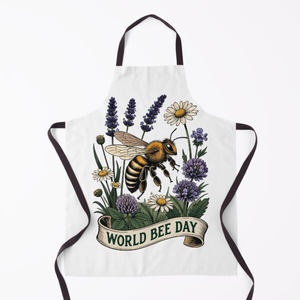 Item preview, Vintage Style World Bee Day Illustration with Honeybee and Wildflowers designed and sold by RoseVathRam.