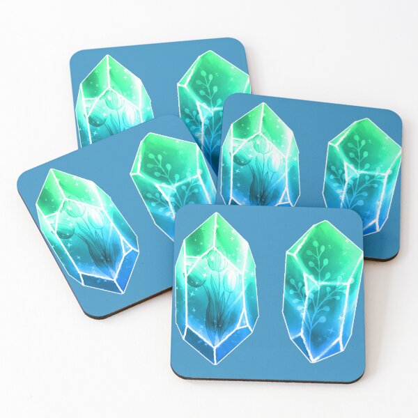 Item preview, Blue Green Crystal Flower Botanical Gemstone designed and sold by PaintByRainbow.