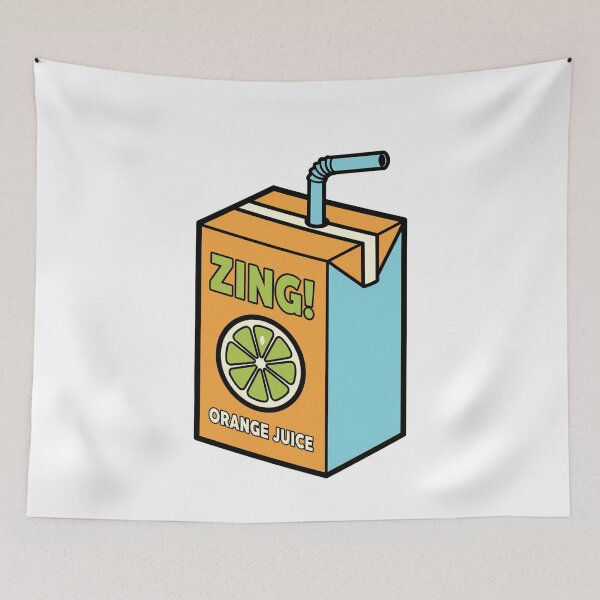 Item preview, Retro Food Zing Orange Juice Box Cartoon designed and sold by k3rstman1.