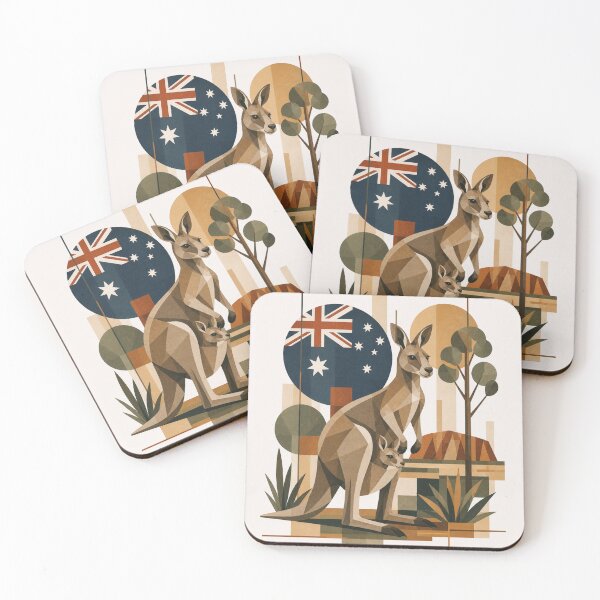 Item preview, Geometric Boho Kangaroo Family - Australian Outback Modern Art designed and sold by Nova Graphix.