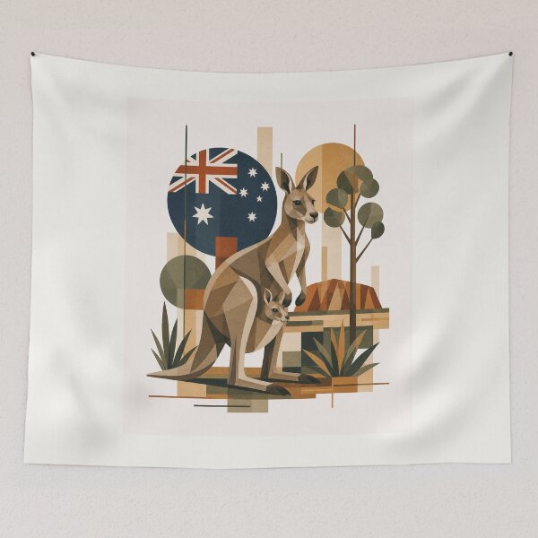 Item preview, Geometric Boho Kangaroo Family - Australian Outback Modern Art designed and sold by Nova Graphix.