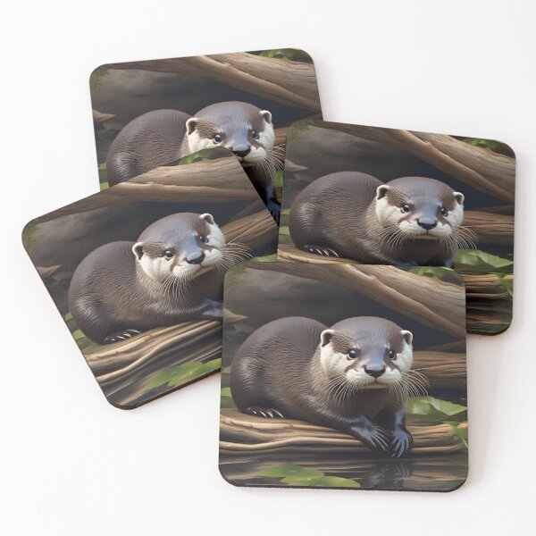 Item preview, Adorable River Otter Resting on Mossy Log designed and sold by CASASIS_MERCH.