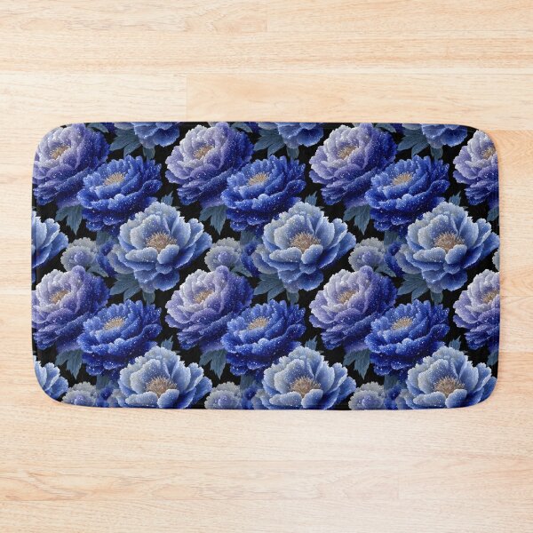 Item preview, Midnight Blue Peony Flowers Dark Floral Pattern designed and sold by Prismatect.