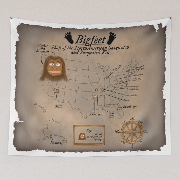 Item preview, Bigfeet and Kin North American Map designed and sold by LochSquatch Creations.