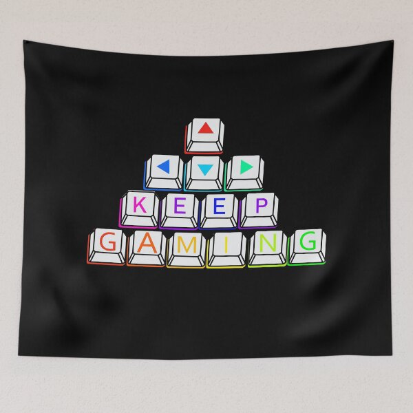 Item preview, Keep Gaming Keyboard Keys Design – Colorful Gamer Typography designed and sold by MeowTouch Art.