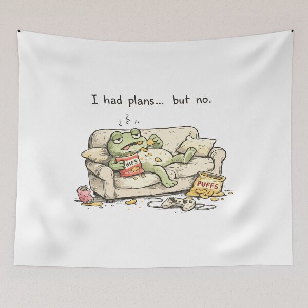 Item preview, Funny Lazy Frog - I Had Plans But No - Gamer Frog Illustration designed and sold by OuSfian1.