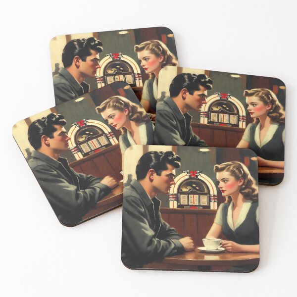 Item preview, Jukebox Romance in a 1950s diner - Nostalgic Art (Imagined by Grok xAI) designed and sold by AllTidePixel23.