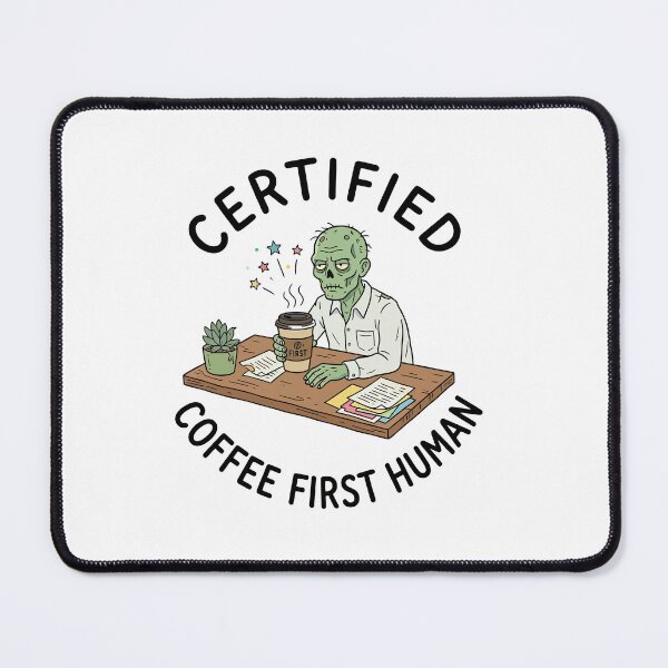 Item preview, Certified Coffee First Human – Powered by Caffeine & Chaos designed and sold by PrincessLavinia.