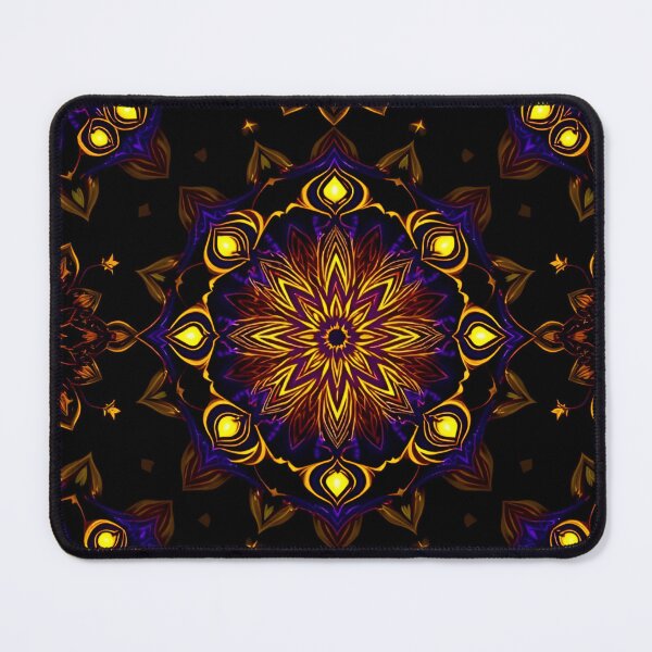 Item preview, Golden Mandala Kaleidoscope Pattern Black Background Spiritual Meditation Art designed and sold by Good Vibes .