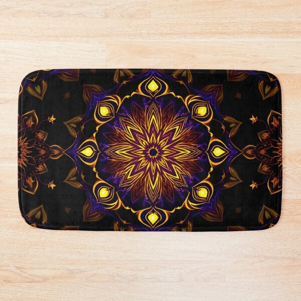 Item preview, Golden Mandala Kaleidoscope Pattern Black Background Spiritual Meditation Art designed and sold by Good Vibes .