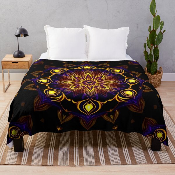 Item preview, Golden Mandala Kaleidoscope Pattern Black Background Spiritual Meditation Art designed and sold by Good Vibes .