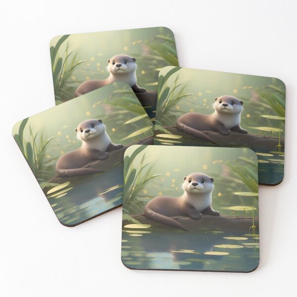 Item preview, Baby Otter Resting on Log in Enchanted Pond designed and sold by CASASIS_MERCH.