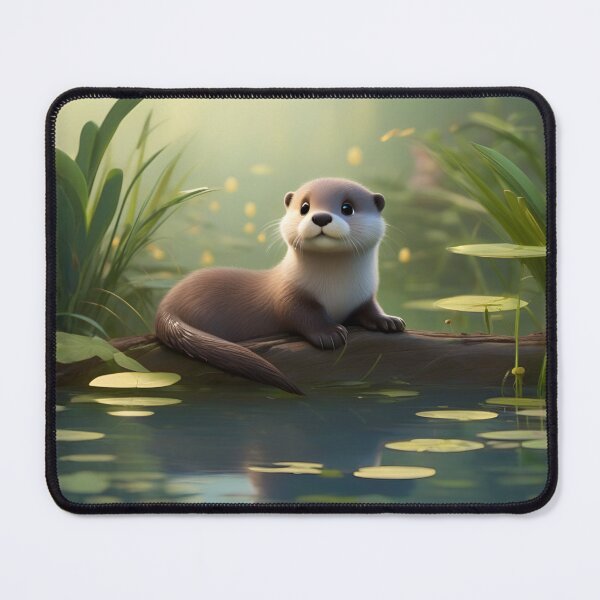 Item preview, Baby Otter Resting on Log in Enchanted Pond designed and sold by CASASIS_MERCH.