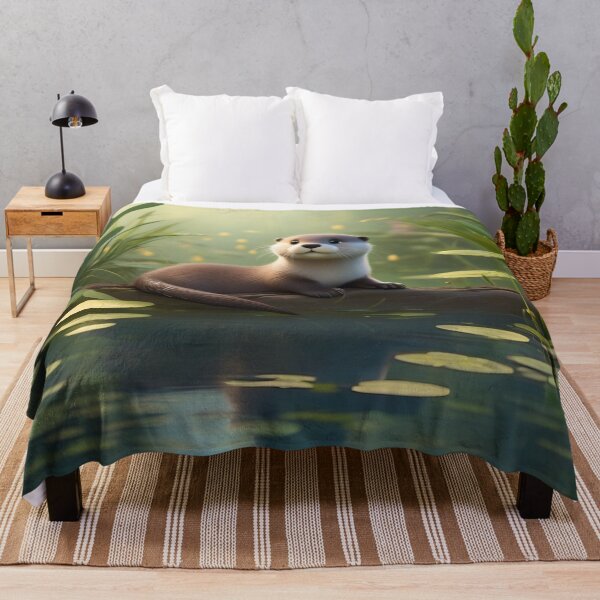Item preview, Baby Otter Resting on Log in Enchanted Pond designed and sold by CASASIS_MERCH.