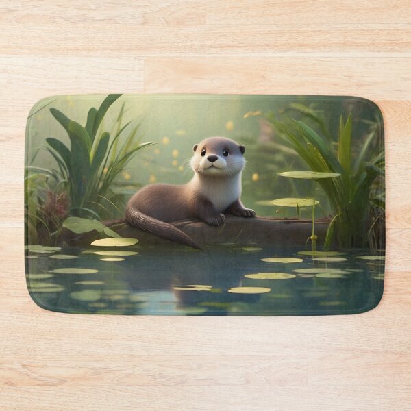 Item preview, Baby Otter Resting on Log in Enchanted Pond designed and sold by CASASIS_MERCH.
