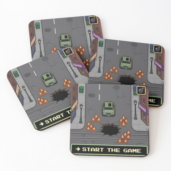 Item preview, Montreal Pixel Art Retro Game Start Screen Tabagie Pothole Quebec Street Art Print designed and sold by LouDSarG.