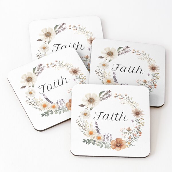 Item preview, Faith Floral Wreath | Christian Aesthetic Flower Design | Minimalist Faith Quote | Spiritual Gift Idea | Wildflower Circle Art designed and sold by innerfaith.