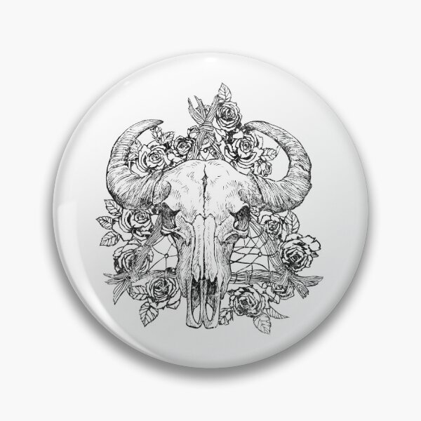 Item preview, Ram Skull Floral Gothic Tattoo Design designed and sold by The secret storage room.