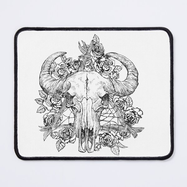 Item preview, Ram Skull Floral Gothic Tattoo Design designed and sold by The secret storage room.
