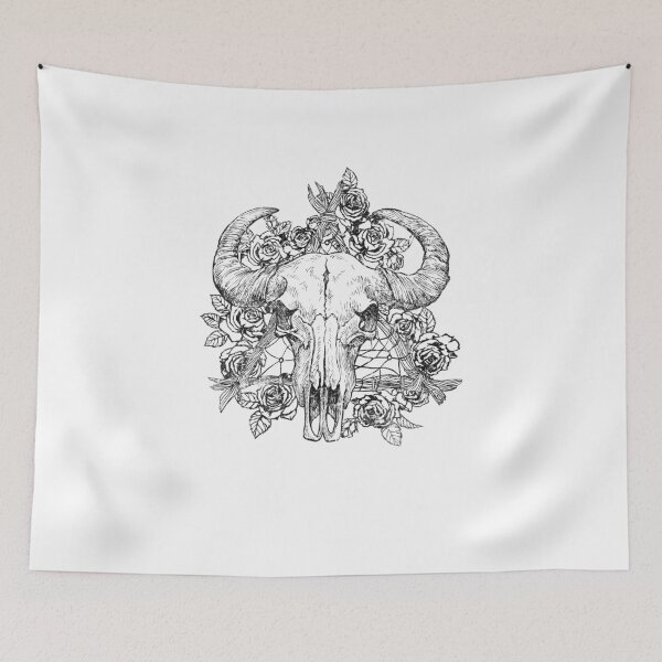 Item preview, Ram Skull Floral Gothic Tattoo Design designed and sold by The secret storage room.