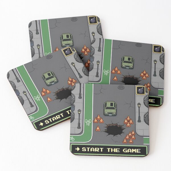 Item preview, Montreal Pixel Art Retro Game Start Screen Pothole Quebec Street Art Print designed and sold by LouDSarG.
