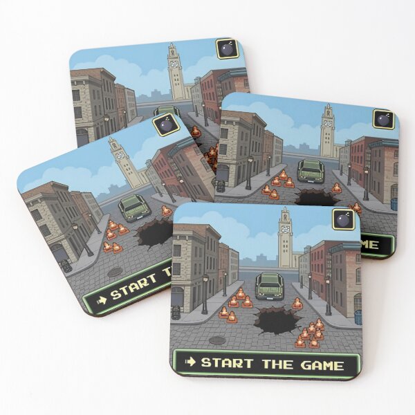 Item preview, Montreal Pixel Art Retro Game Start Screen Pothole Quebec Street Art Print 3 designed and sold by LouDSarG.