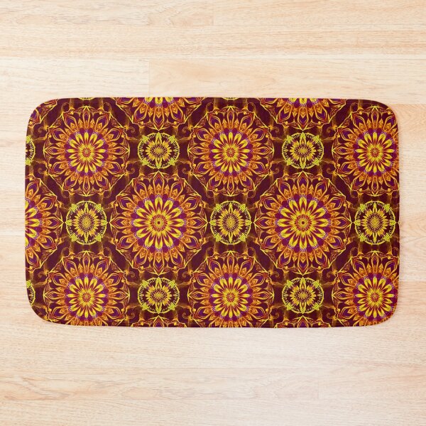 Item preview, Vibrant Kaleidoscope Mandala Orange Yellow Purple Geometric Star Pattern designed and sold by Good Vibes .