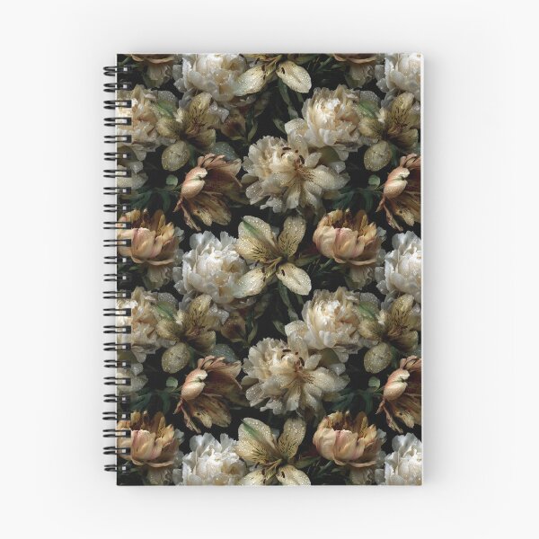Item preview, Dark Moody White Peony and Lily Dewdrop Floral Pattern designed and sold by Prismatect.