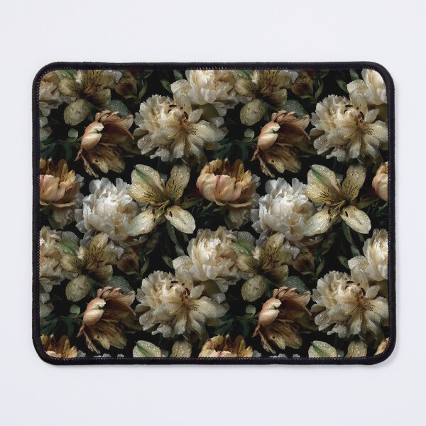 Item preview, Dark Moody White Peony and Lily Dewdrop Floral Pattern designed and sold by Prismatect.