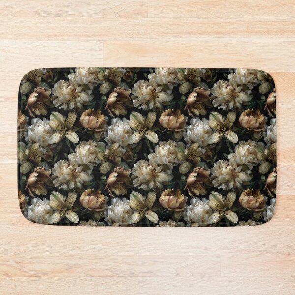 Item preview, Dark Moody White Peony and Lily Dewdrop Floral Pattern designed and sold by Prismatect.