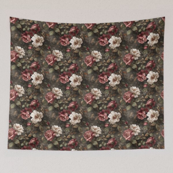 Item preview, Dark Moody Vintage Cracked Roses Pattern designed and sold by Prismatect.