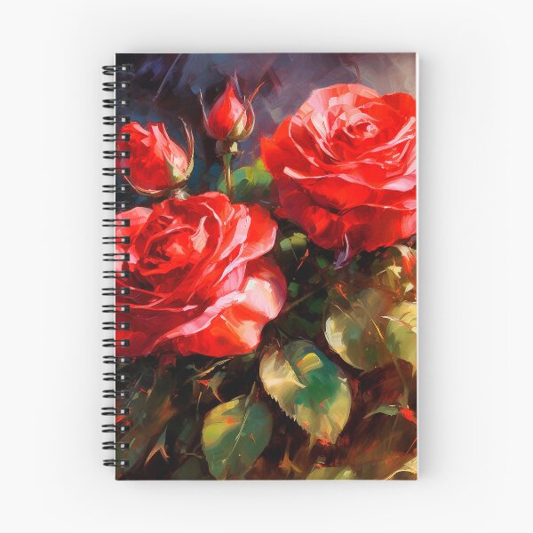 Item preview, Pintura al óleo digital de rosas rojas y hojas exuberantes designed and sold by DEC02.