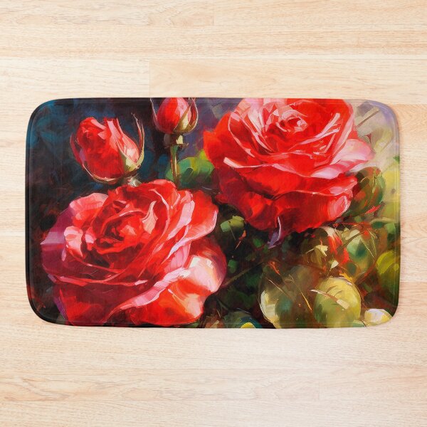 Item preview, Red Roses And Lush Leaves Digital Oil Painting designed and sold by DEC02.