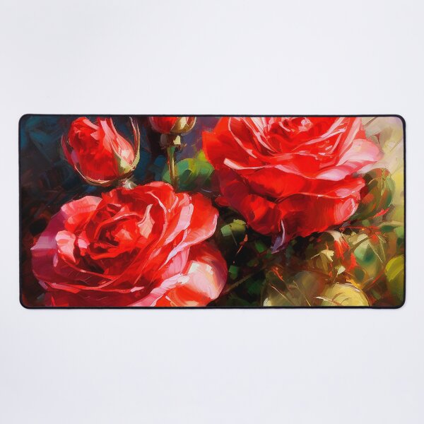 Item preview, Red Roses And Lush Leaves Digital Oil Painting designed and sold by DEC02.