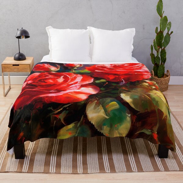 Item preview, Red Roses And Lush Leaves Digital Oil Painting designed and sold by DEC02.
