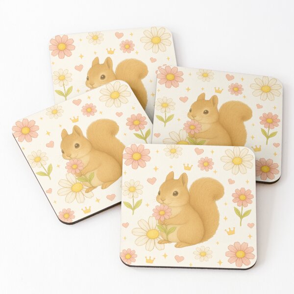 Item preview, Cute Squirrel with Pink Flowers - Cream designed and sold by HIMEKARI.