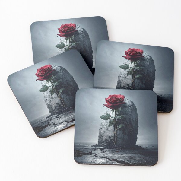 Item preview, Unbroken Red Rose | Strength and Survival | Minimalist Dark Floral Art designed and sold by SabraDD.