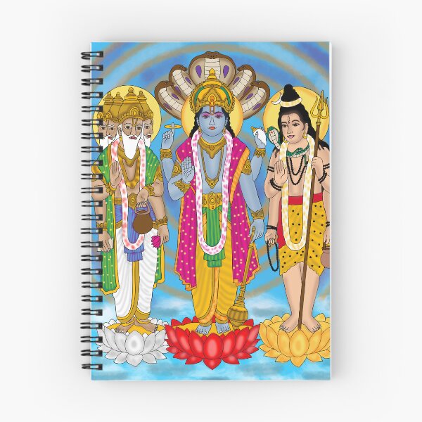Item preview, Lord Tridev Divine Artwork – Brahma Vishnu Shiva Trinity Illustration designed and sold by Harshit_Digital_Arts.