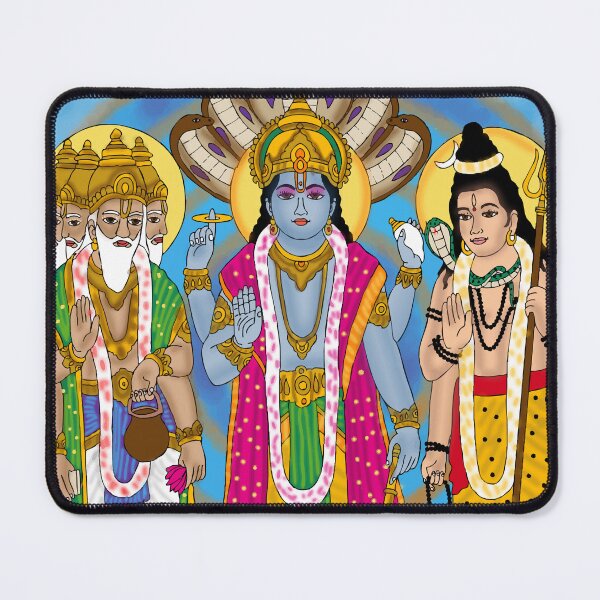 Item preview, Lord Tridev Divine Artwork – Brahma Vishnu Shiva Trinity Illustration designed and sold by Harshit_Digital_Arts.