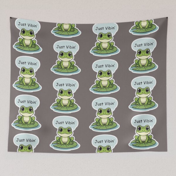 Item preview, “Just Vibin’” Cute Cartoon Frog designed and sold by Peppa Fig.