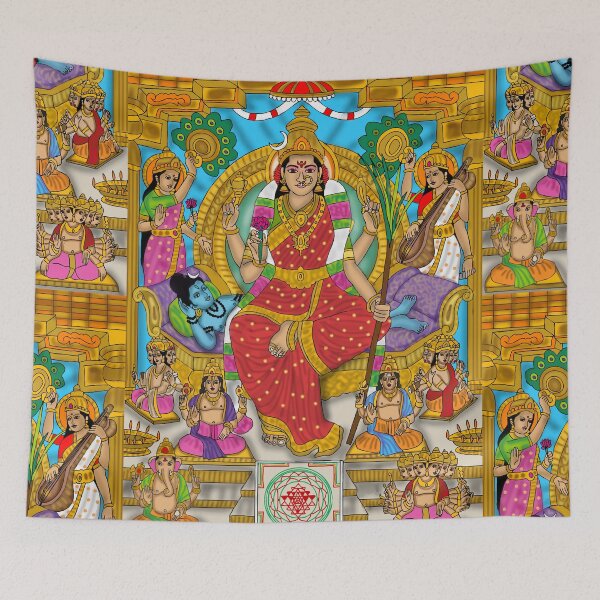 Item preview, Goddess Lalita Tripura Sundari Artwork – Divine Shakti Spiritual Illustration designed and sold by Harshit_Digital_Arts.