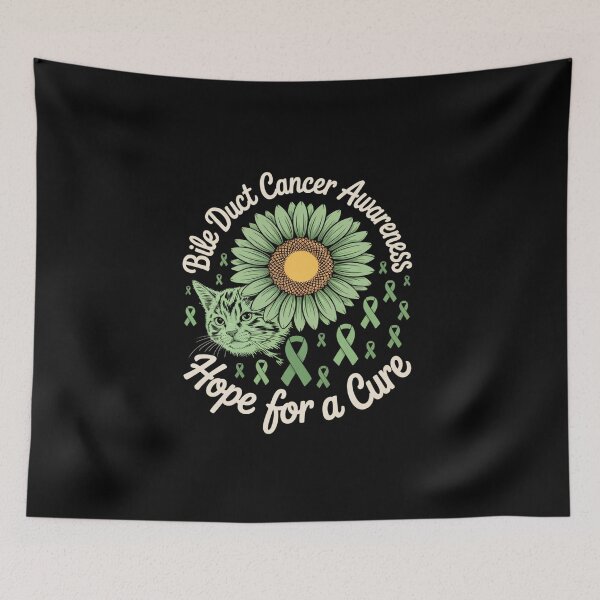 Item preview, Hope For A Cure Sunflower Black Cat Bile Duct Cancer Fighter designed and sold by BlassmausArt.