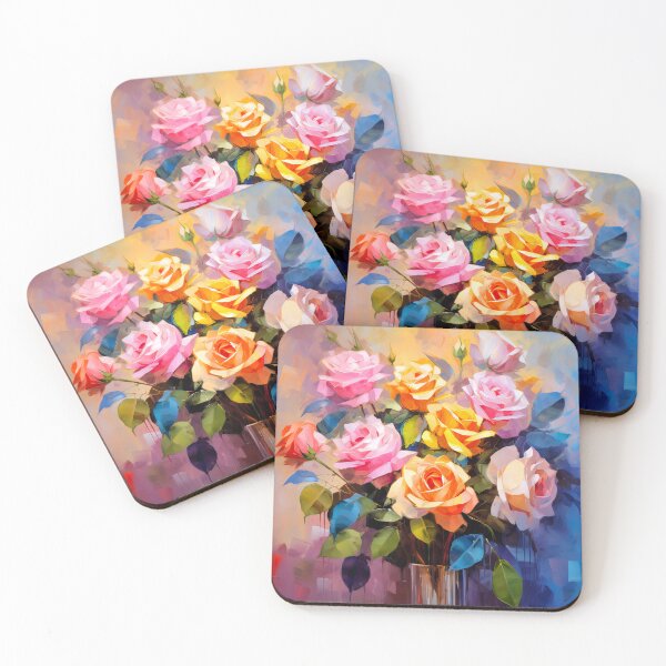 Item preview, Pink And Yellow Roses Elegant Digital Oil Painting designed and sold by DEC02.