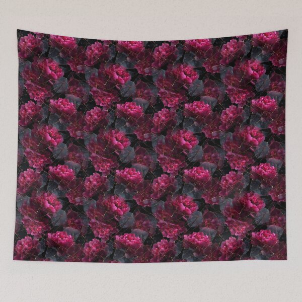 Item preview, Dark Moody Kintsugi Magenta Peony Floral Pattern designed and sold by Prismatect.