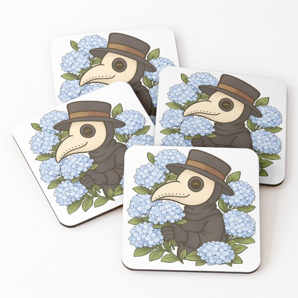 Item preview, Spooky Cute Plague Doctor with Blue Hydrangeas | Gothic Cottagecore Floral designed and sold by designsbyhw.