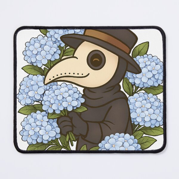 Item preview, Spooky Cute Plague Doctor with Blue Hydrangeas | Gothic Cottagecore Floral designed and sold by designsbyhw.