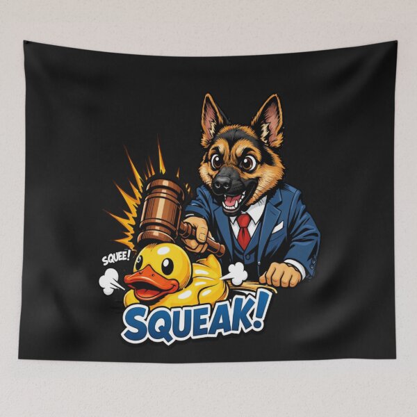 Item preview, German Shepherd Judge Dog Squeaky Duck Humor designed and sold by Tsugraf Designs.